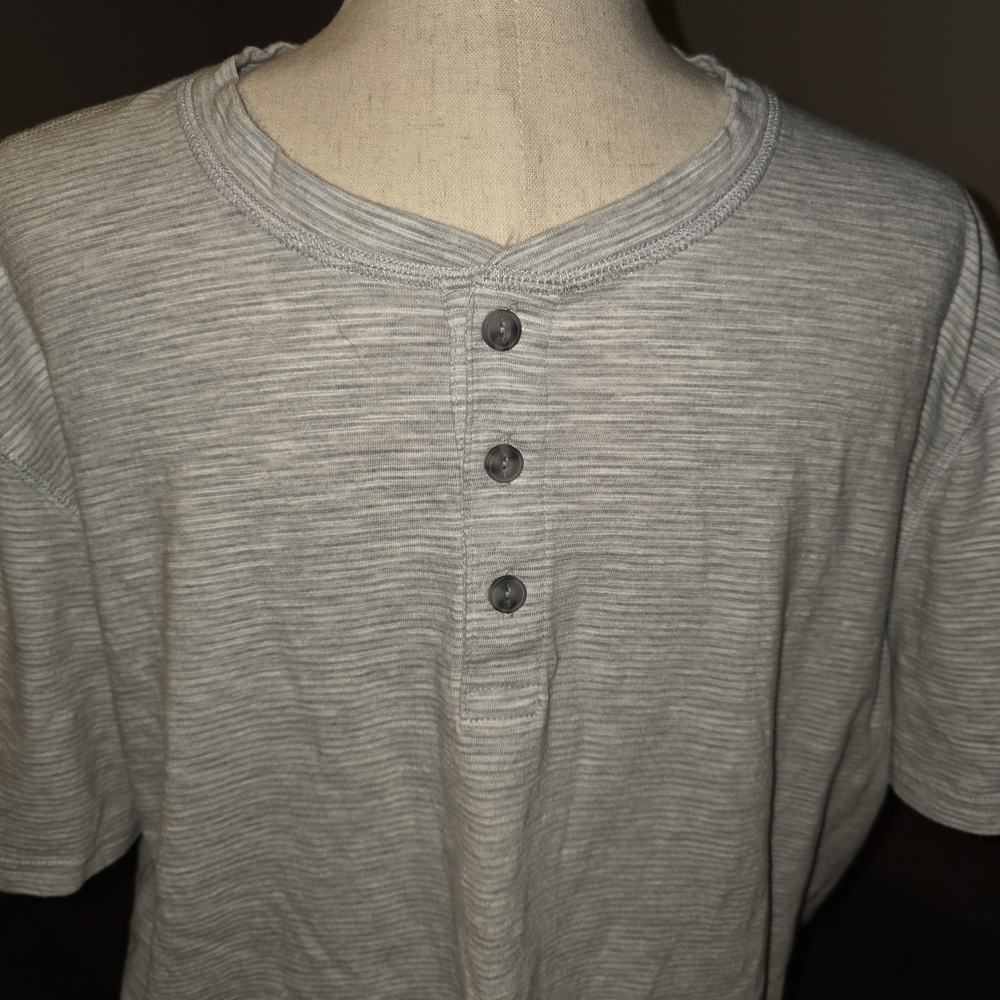Sonoma Light Gray Striped Henley Shirt - Picture 4 of 4
